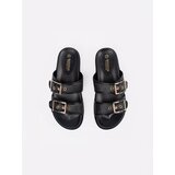 GOODIN Black flat flip-flops with buckles | Shoptok.si