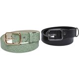Urban Classics Accessoires Ostrich Synthetic Leather Belt 2-Pack black/leaf Cene
