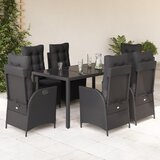 vidaXL 7-dijelni vrtni blagovaonski set s jastucima crni od poliratana | shoptok.hr