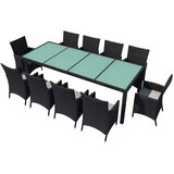 The Living Store Zunanja jedilna garnitura z blazinami 11-delna poli ratan črna - Zunanja Jedilna Garnitura, (21422504) | Shoptok.si