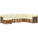 vidaXL Zunanja garnitura za sedenje z blazino 6 pcs Naravna in smetana, (5000280325) | Shoptok.si