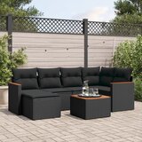  The Living Store Vrtna sedežna garnitura 7-delna z blazinami črn poli ratan - Vrtna Sedežna Garniture, (21478710) | Shoptok.si