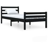  Posteljni okvir črn iz trdnega lesa 90x200 cm, (20601654) | Shoptok.si