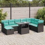  Vrtna sedežna garnitura z blazinami 9-delna črn ratan/akacija, (22048286) | Shoptok.si