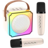  karaoke bluetooth zvučnik sa 2 mikrofona P8, bež u