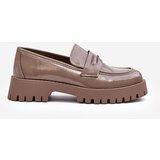 Boto Lacquered Loafers on Flat Heel Beige Jannah | Shoptok.si