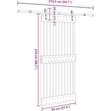 vidaXL Drsna vrata s kompletom vodil 95x210 cm trdna borovina | Shoptok.si