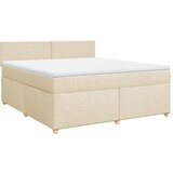 vidaXL Box spring postelja z vzmetnico krem 180x200 cm blago, (21308324) | Shoptok.si