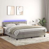  Box spring postelja z vzmetnico LED svetlo siva 180x200cm žamet, (20790112) Cene