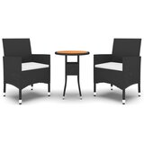 The Living Store Vrtna jedilna garnitura 3-delna poli ratan črna - Vrtna Jedilna Garnitura, (21460446) | Shoptok.si