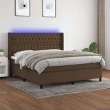  Krevet box spring s madracem LED tamnosmeđi 160x200 cm tkanina Cijene
