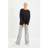 Trendyol Black Bedstead Stitched Basic Knitted Raised Sweatshirt Cene