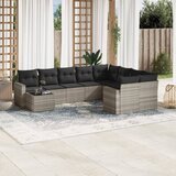 vidaXL 10-dijelni set vrtnih sofa poliratan s jastucima svijetlosivi | shoptok.hr
