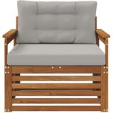  Set vanjskih sofa Čvrsto drvo akacije i poliester Prirodna - Prirodna i svijetlo siva Otvoreni okvir | shoptok.hr