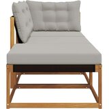  Sekcionalna sofa 3 Komad Prirodna Čvrsto drvo akacije - Prirodna i svijetlo siva 1x srednji +1x kutni +1x stolić | shoptok.hr