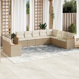 vidaXL 10-dijelni set vrtnih sofa s jastucima bež od poliratana | shoptok.hr