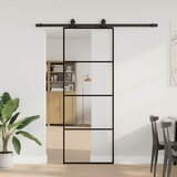 vidaXL Klizna vrata s priborom crna 76 x 205 cm od ESG stakla | shoptok.hr