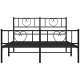 vidaXL Kovinski posteljni okvir z vzglavjem in vznožjem črn 135x190 cm | Shoptok.si