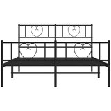 vidaXL Metalni okvir kreveta uzglavlje i podnožje crni 135x190 cm | shoptok.hr
