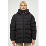 River Club Women's Black Lined Hooded Water And Windproof Inflatable Winter Coat. Cene