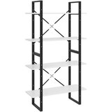  Knjižna omara 4-nadstropna bela 80x30x140 cm iverna plošča, (20620405) | Shoptok.si