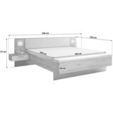 Livetastic Postelja Catania, Hrast, Bela, 2 X Led, 180x200 | Shoptok.si