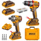 INGCO TOOLS Bušilica i odvijač set AKU 20V 2x2.0Ah sa punjačem nastavci CKLI20277E | Eponuda.ba