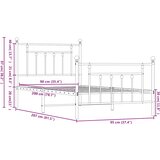  Metalni okvir kreveta uzglavlje i podnožje crni 90 x 200 cm | shoptok.hr