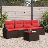  Vrtna sedežna garnitura 5 pcs Rjava 55 x 55 x 37 cm Poly ratan, (5000063283) | Shoptok.si