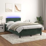  Krevet box spring s madracem LED tamnozeleni 120x200 cm baršun Cijene