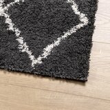  Čupavi tepih PAMPLONA s visokim vlaknima crni-krem 120 x 120 cm | shoptok.hr