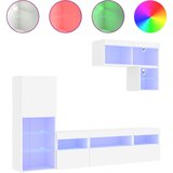 vidaXL Komplet TV omaric LED 6-delni bel inženirski les, (21012080) | Shoptok.si