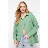 Trendyol Green Buttoned Rollable Sleeve Detailed Oversize Muslin Woven Shirt Cene
