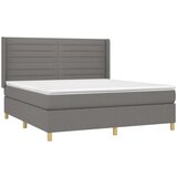  Box spring postelja z vzmetnico LED temno siva 160x200 cm blago, (20937173) | Shoptok.si