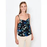 Camaieu Black Flowered Top - Women