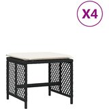  Vrtni taburei s jastucima 4 kom crni 41x41x36 cm od poliratana Crna | shoptok.hr