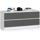 AKORD Komoda, 4 Predali, Bela/Siva, (5000332212) | Shoptok.si