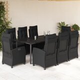  9-dijelni vrtni blagovaonski set s jastucima crni od poliratana Crna Dužina stola 200 cm | Shoptok.si