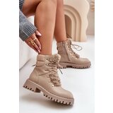 FI1 Warm ankle boots with zipper made of eco leather beige Willatta | ePonuda.com