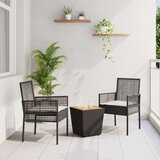  3-dijelni vrtni bistro set s jastučićima crni poli ratan Cijene