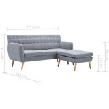  Kutna garnitura od tkanine 171,5 x 138 x 81,5 cm svjetlosiva | shoptok.hr