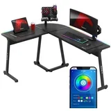 6.0 RGB crni kutni stol za igranje 147 cm