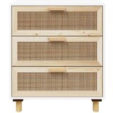  Komoda bijela 60 x 30 x 70 cm masivna borovina i prirodni ratan | shoptok.hr