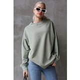 Madmext Sweatshirt - Green - Oversize Cene