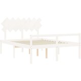 vidaXL okvir kreveta s uzglavljem bijeli 140 x 190 cm od masivnog drva | shoptok.hr