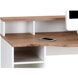 CARRYHOME pisalna miza leseni material bela, barve hrasta | Shoptok.si