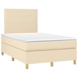 vidaXL Box spring postelja z vzmetnico krem 120x190 cm blago, (21128716) Cene