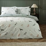 Catherine Lansfield Zelena posteljina za bračni krevet 230x220 cm Dog Stripe – | shoptok.hr