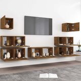  Komplet TV omaric 7-delni dimljen hrast konstruiran les, (20734686) | Shoptok.si