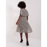 Fashion Hunters Black-beige dress with print and belt | shoptok.hr